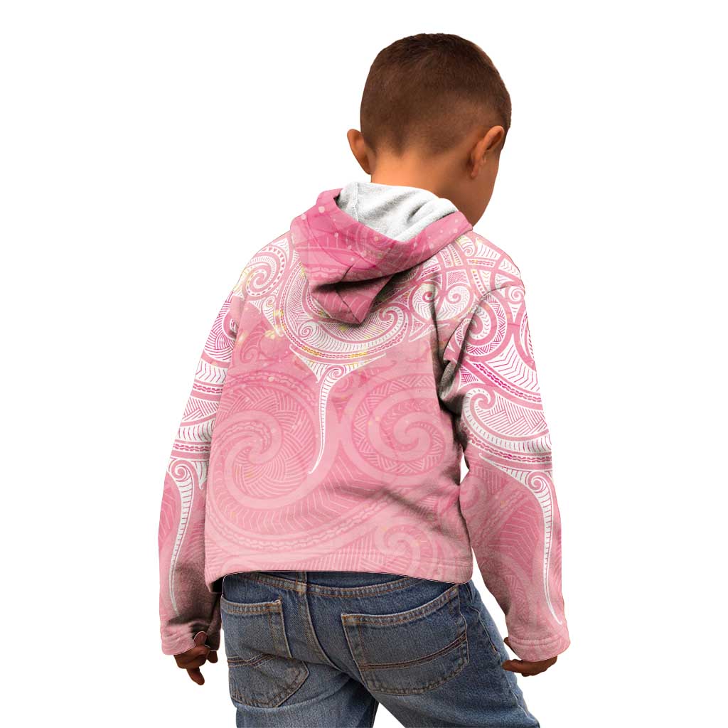 Breast Cancer Awareness Maori Aotearoa Kid Hoodie Manta Ray - Pink Glaze - Aussie Hoodie