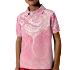Breast Cancer Awareness Maori Aotearoa Kid Polo Shirt Manta Ray - Pink Glaze - Aussie Hoodie
