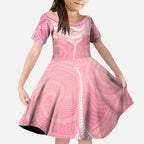 Breast Cancer Awareness Maori Aotearoa Kid Short Sleeve Dress Manta Ray - Pink Glaze - Aussie Hoodie
