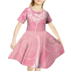 Breast Cancer Awareness Maori Aotearoa Kid Short Sleeve Dress Manta Ray - Pink Glaze - Aussie Hoodie