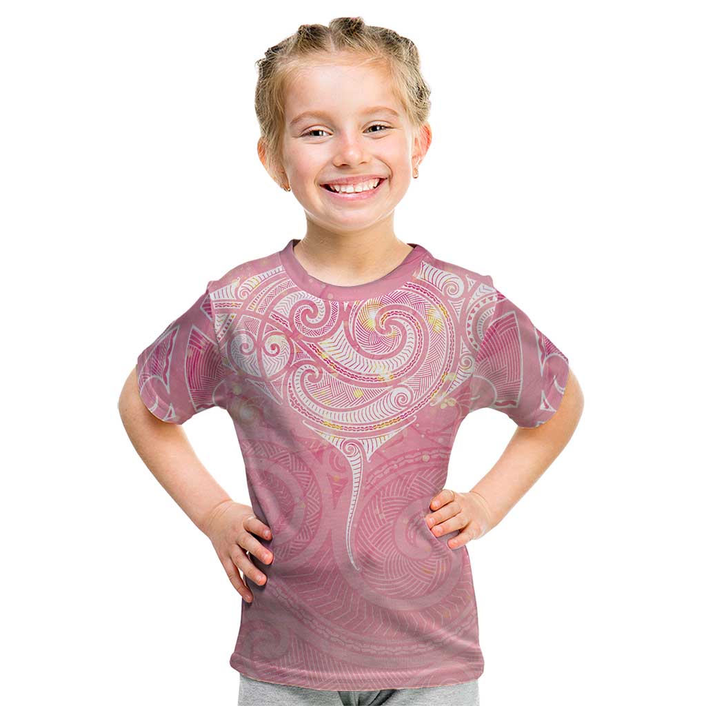 Breast Cancer Awareness Maori Aotearoa Kid T Shirt Manta Ray - Pink Glaze - Aussie Hoodie