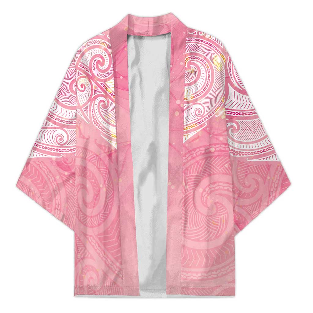 Breast Cancer Awareness Maori Aotearoa Kimono Manta Ray - Pink Glaze - Aussie Hoodie