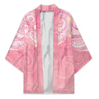 Breast Cancer Awareness Maori Aotearoa Kimono Manta Ray - Pink Glaze - Aussie Hoodie