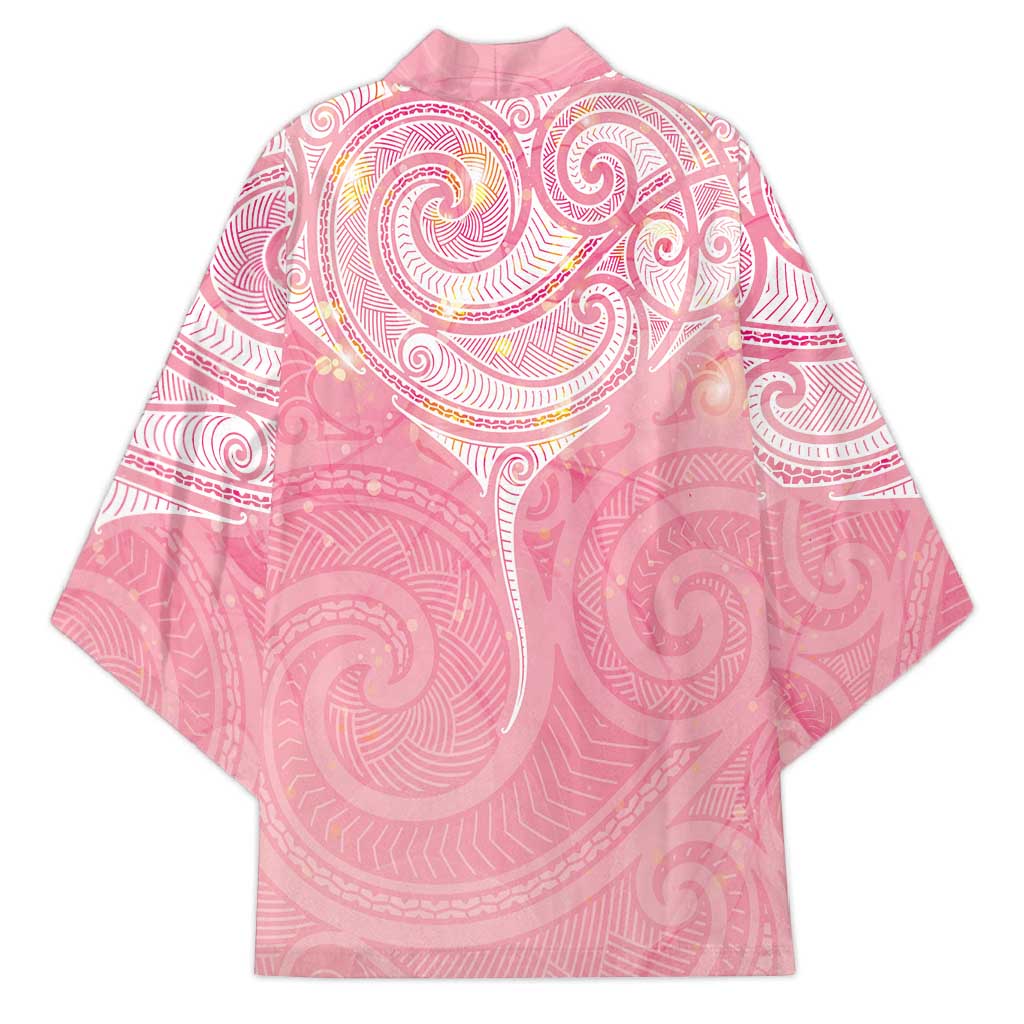 Breast Cancer Awareness Maori Aotearoa Kimono Manta Ray - Pink Glaze - Aussie Hoodie