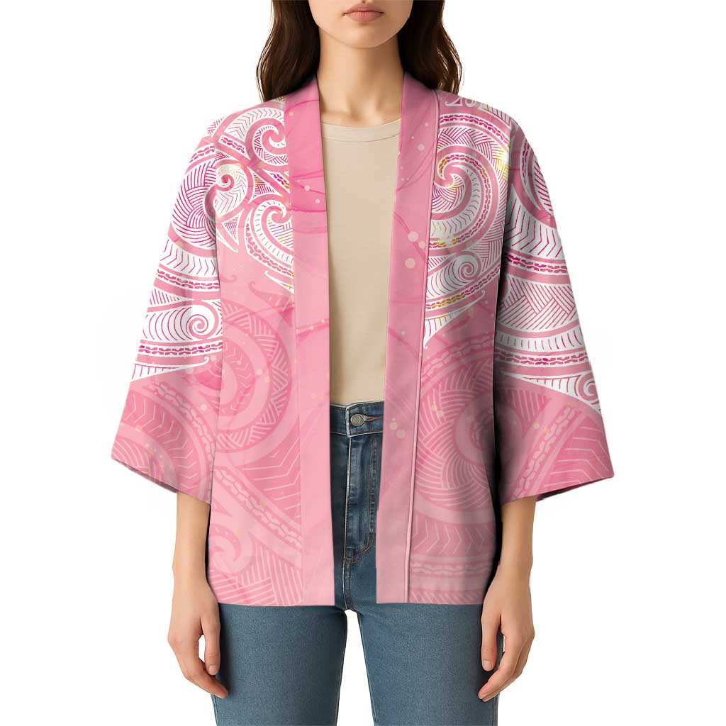 Breast Cancer Awareness Maori Aotearoa Kimono Manta Ray - Pink Glaze - Aussie Hoodie