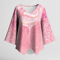 Breast Cancer Awareness Maori Aotearoa Kimono Sleeve Blouse Manta Ray - Pink Glaze - Aussie Hoodie