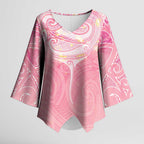 Breast Cancer Awareness Maori Aotearoa Kimono Sleeve Blouse Manta Ray - Pink Glaze - Aussie Hoodie
