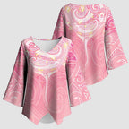 Breast Cancer Awareness Maori Aotearoa Kimono Sleeve Blouse Manta Ray - Pink Glaze - Aussie Hoodie