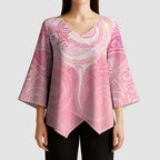 Breast Cancer Awareness Maori Aotearoa Kimono Sleeve Blouse Manta Ray - Pink Glaze - Aussie Hoodie