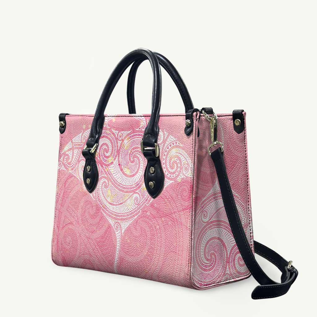 Breast Cancer Awareness Maori Aotearoa Leather Bag Manta Ray - Pink Glaze - Aussie Hoodie