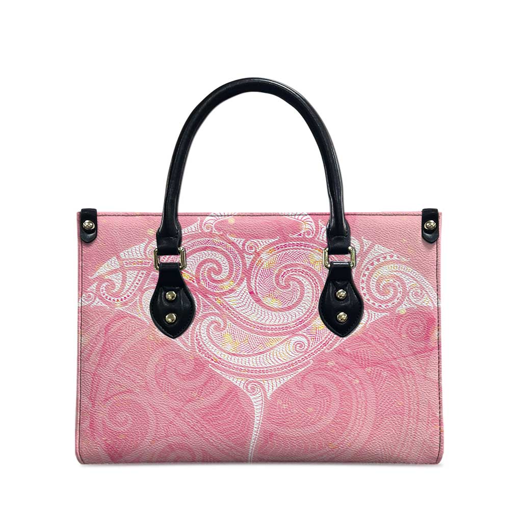 Breast Cancer Awareness Maori Aotearoa Leather Bag Manta Ray - Pink Glaze - Aussie Hoodie
