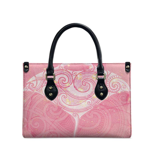 Breast Cancer Awareness Maori Aotearoa Leather Bag Manta Ray - Pink Glaze - Aussie Hoodie