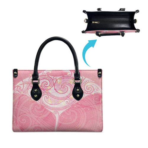 Breast Cancer Awareness Maori Aotearoa Leather Bag Manta Ray - Pink Glaze - Aussie Hoodie