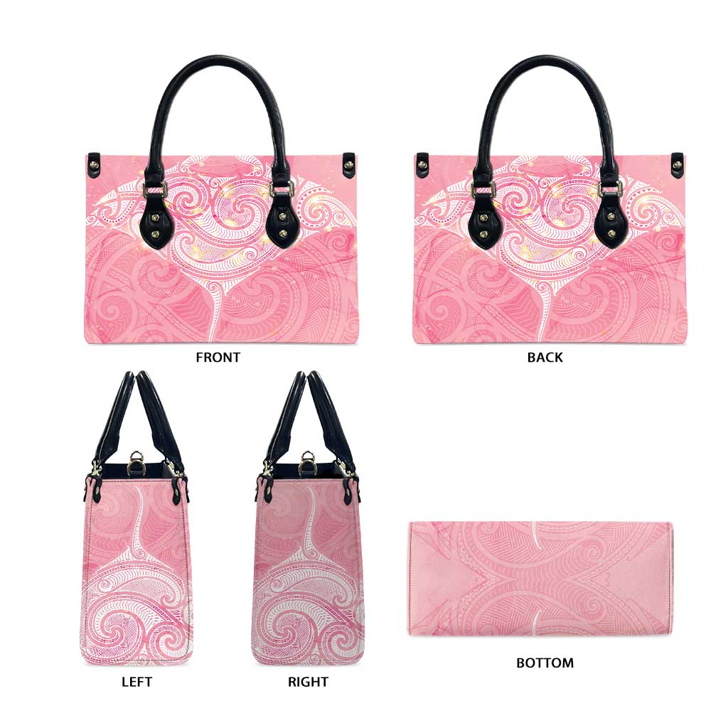 Breast Cancer Awareness Maori Aotearoa Leather Bag Manta Ray - Pink Glaze - Aussie Hoodie
