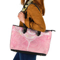Breast Cancer Awareness Maori Aotearoa Leather Tote Bag Manta Ray - Pink Glaze - Aussie Hoodie
