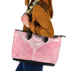 Breast Cancer Awareness Maori Aotearoa Leather Tote Bag Manta Ray - Pink Glaze - Aussie Hoodie