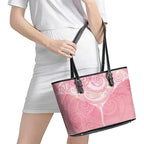 Breast Cancer Awareness Maori Aotearoa Leather Tote Bag Manta Ray - Pink Glaze - Aussie Hoodie