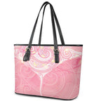 Breast Cancer Awareness Maori Aotearoa Leather Tote Bag Manta Ray - Pink Glaze - Aussie Hoodie