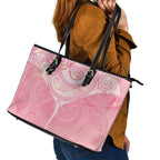 Breast Cancer Awareness Maori Aotearoa Leather Tote Bag Manta Ray - Pink Glaze - Aussie Hoodie