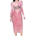 Breast Cancer Awareness Maori Aotearoa Long Sleeve Bodycon Dress Manta Ray - Pink Glaze - Aussie Hoodie