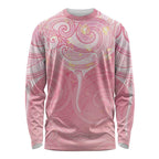 Breast Cancer Awareness Maori Aotearoa Long Sleeve Shirt Manta Ray - Pink Glaze - Aussie Hoodie