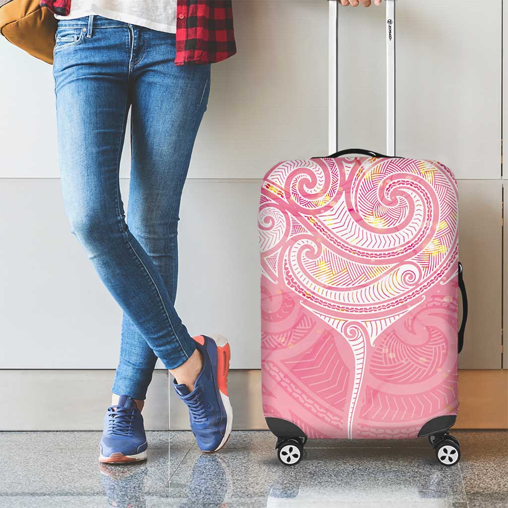 Breast Cancer Awareness Maori Aotearoa Luggage Cover Manta Ray - Pink Glaze - Aussie Hoodie