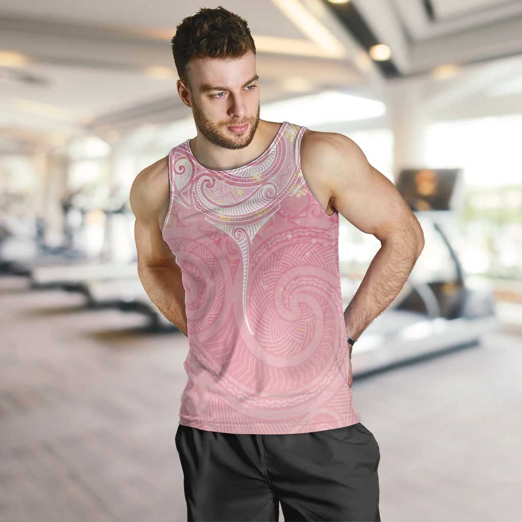 Breast Cancer Awareness Maori Aotearoa Men Tank Top Manta Ray - Pink Glaze - Aussie Hoodie