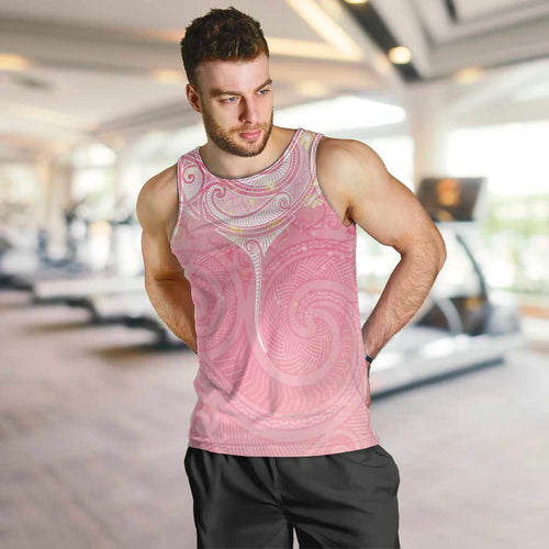 Breast Cancer Awareness Maori Aotearoa Men Tank Top Manta Ray - Pink Glaze - Aussie Hoodie