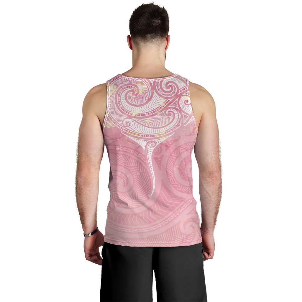 Breast Cancer Awareness Maori Aotearoa Men Tank Top Manta Ray - Pink Glaze - Aussie Hoodie