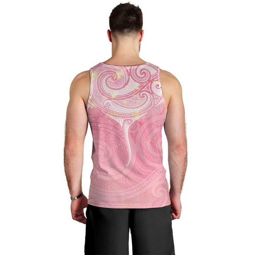 Breast Cancer Awareness Maori Aotearoa Men Tank Top Manta Ray - Pink Glaze - Aussie Hoodie