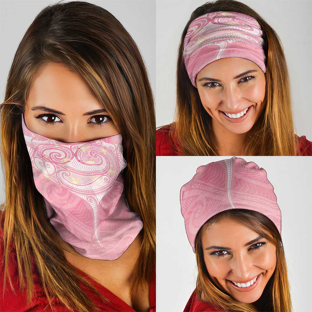 Breast Cancer Awareness Maori Aotearoa Neck Gaiter Manta Ray - Pink Glaze - Aussie Hoodie