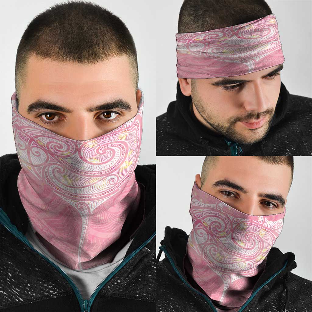 Breast Cancer Awareness Maori Aotearoa Neck Gaiter Manta Ray - Pink Glaze - Aussie Hoodie