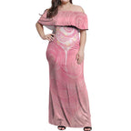 Breast Cancer Awareness Maori Aotearoa Off Shoulder Maxi Dress Manta Ray - Pink Glaze - Aussie Hoodie