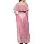 Breast Cancer Awareness Maori Aotearoa Off Shoulder Maxi Dress Manta Ray - Pink Glaze - Aussie Hoodie