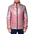 Breast Cancer Awareness Maori Aotearoa Padded Jacket Manta Ray - Pink Glaze - Aussie Hoodie