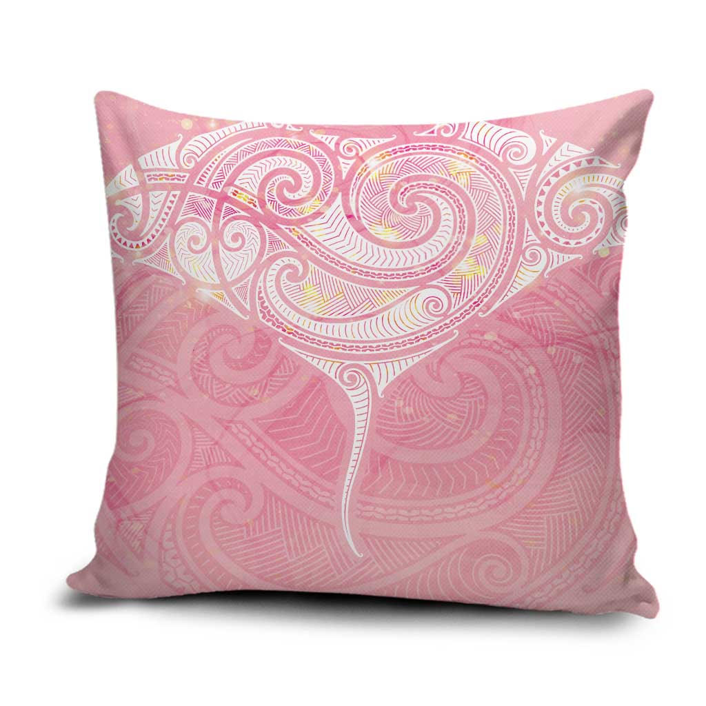 Breast Cancer Awareness Maori Aotearoa Pillow Cover Manta Ray - Pink Glaze - Aussie Hoodie