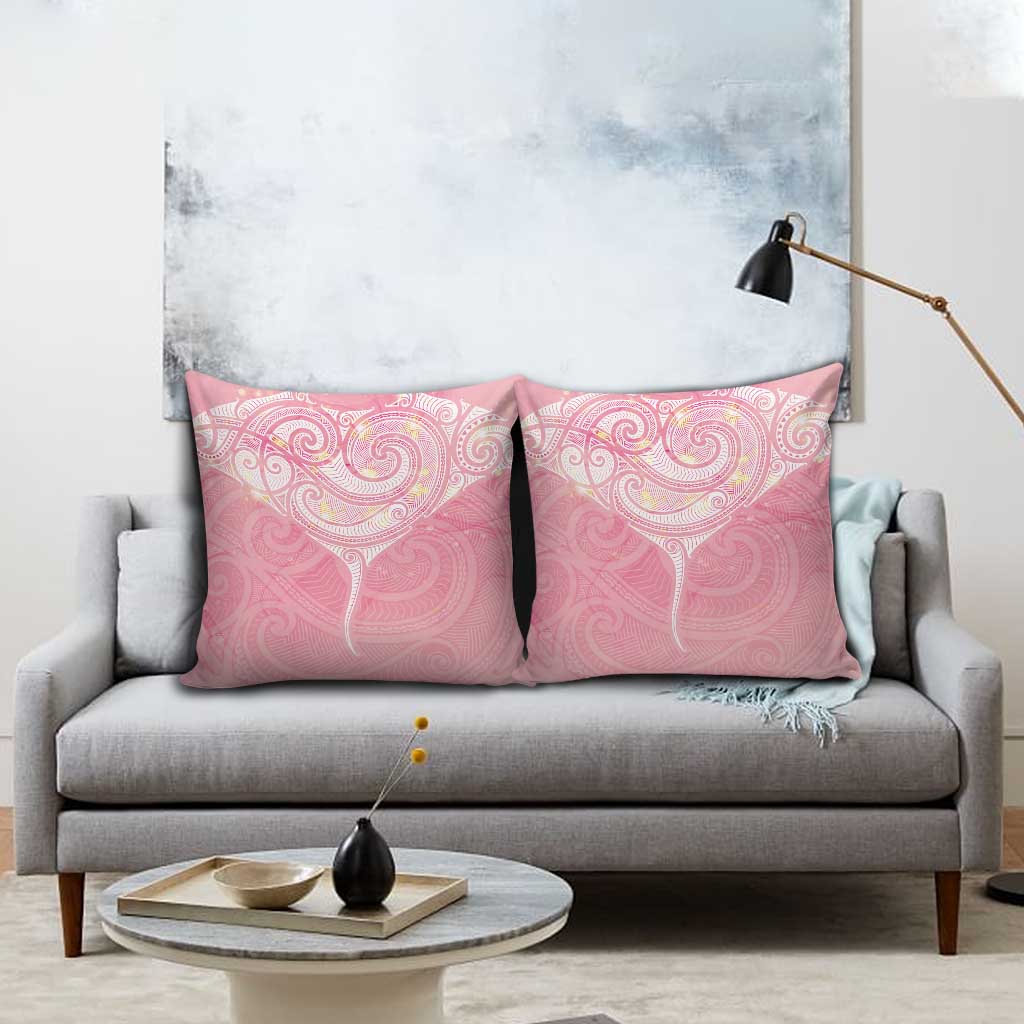 Breast Cancer Awareness Maori Aotearoa Pillow Cover Manta Ray - Pink Glaze - Aussie Hoodie