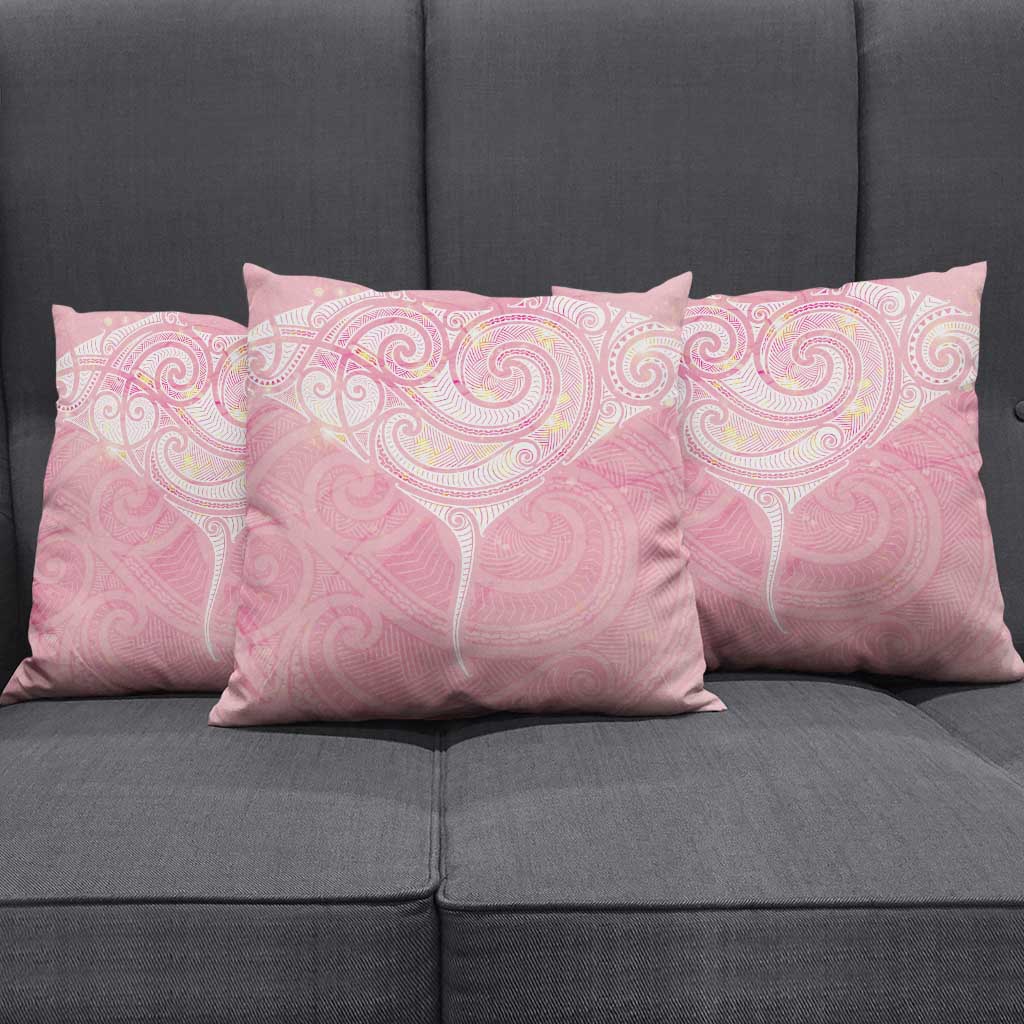 Breast Cancer Awareness Maori Aotearoa Pillow Cover Manta Ray - Pink Glaze - Aussie Hoodie