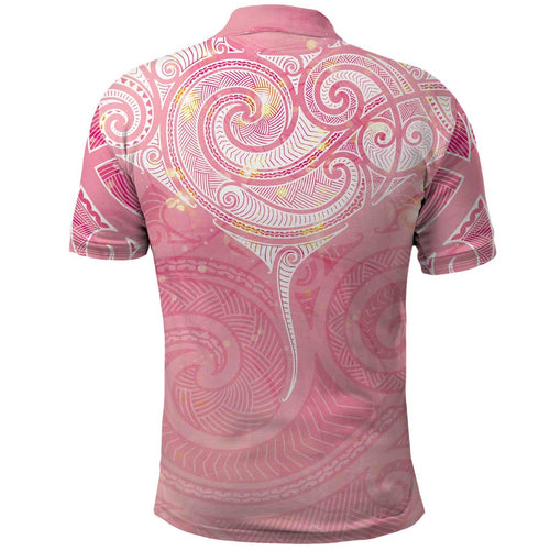 Breast Cancer Awareness Maori Aotearoa Polo Shirt Manta Ray - Pink Glaze - Aussie Hoodie