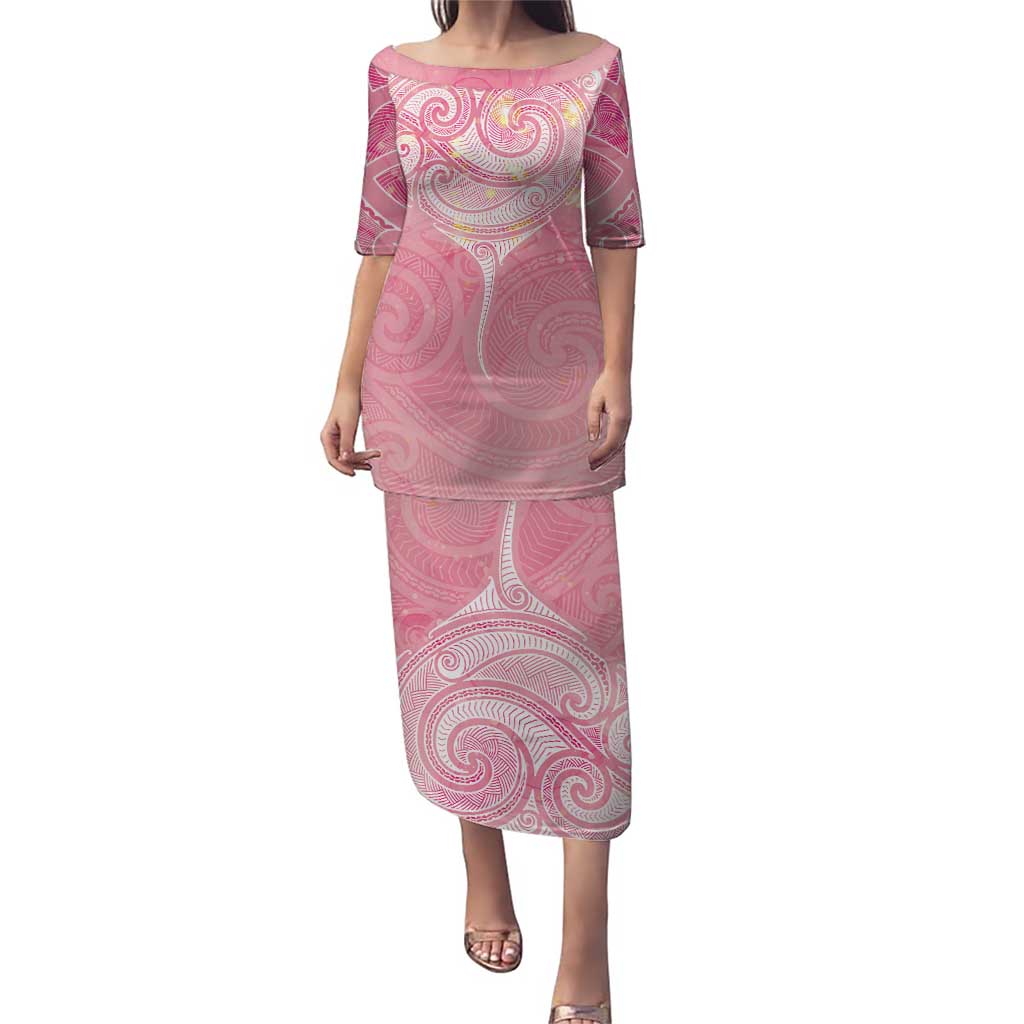 Breast Cancer Awareness Maori Aotearoa Puletasi Manta Ray - Pink Glaze - Aussie Hoodie