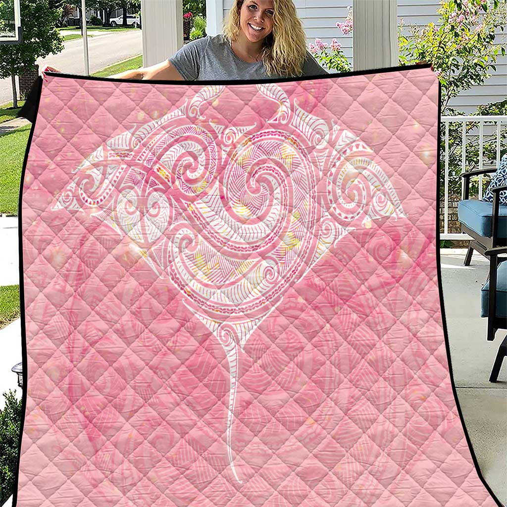 Breast Cancer Awareness Maori Aotearoa Quilt Manta Ray - Pink Glaze - Aussie Hoodie