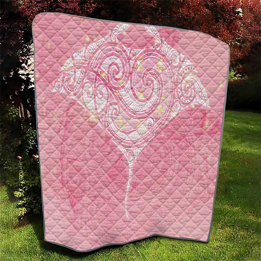 Breast Cancer Awareness Maori Aotearoa Quilt Manta Ray - Pink Glaze - Aussie Hoodie