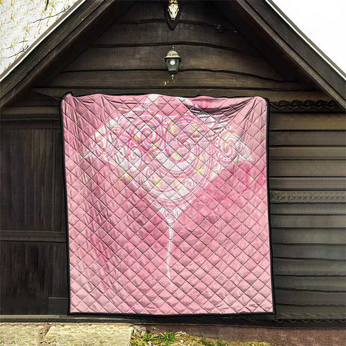 Breast Cancer Awareness Maori Aotearoa Quilt Manta Ray - Pink Glaze - Aussie Hoodie