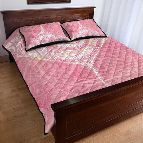 Breast Cancer Awareness Maori Aotearoa Quilt Bed Set Manta Ray - Pink Glaze - Aussie Hoodie