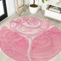 Breast Cancer Awareness Maori Aotearoa Round Carpet Manta Ray - Pink Glaze - Aussie Hoodie