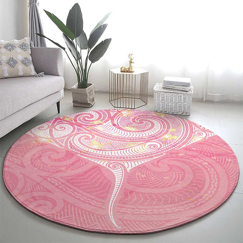 Breast Cancer Awareness Maori Aotearoa Round Carpet Manta Ray - Pink Glaze - Aussie Hoodie