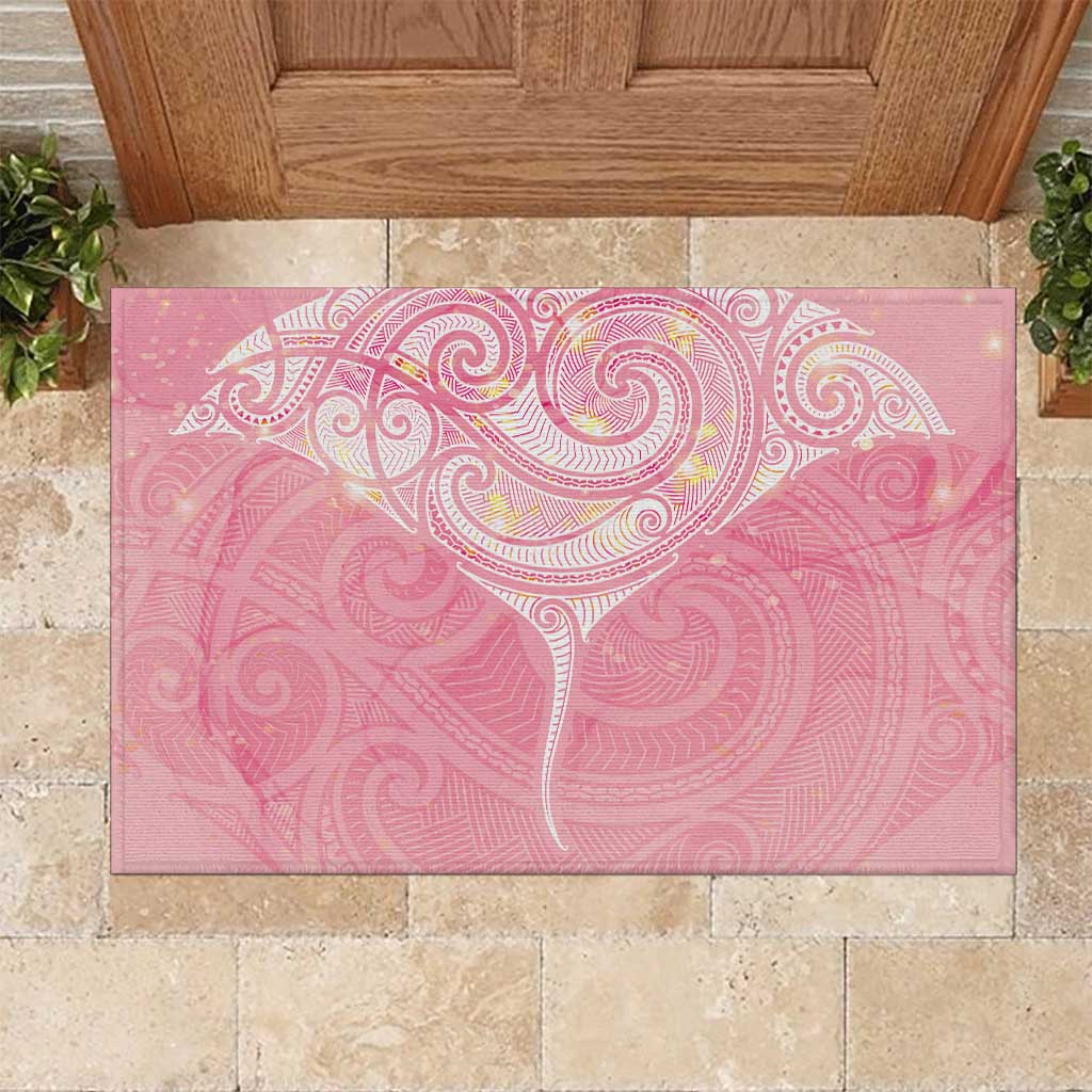 Breast Cancer Awareness Maori Aotearoa Rubber Doormat Manta Ray - Pink Glaze - Aussie Hoodie
