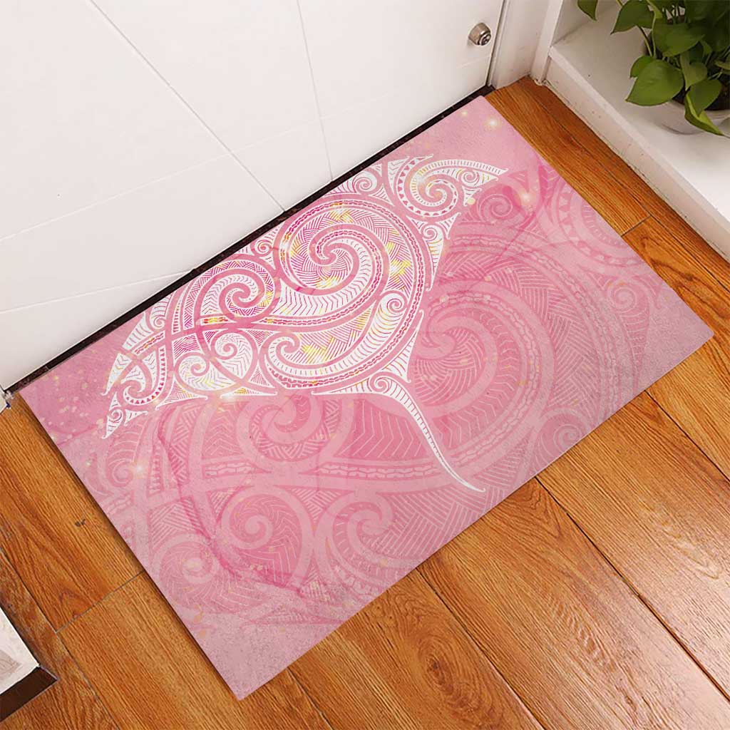 Breast Cancer Awareness Maori Aotearoa Rubber Doormat Manta Ray - Pink Glaze - Aussie Hoodie