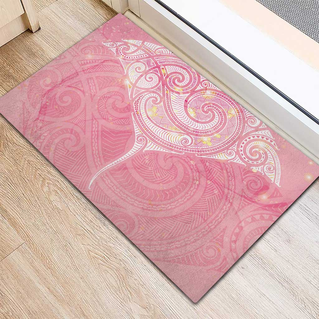 Breast Cancer Awareness Maori Aotearoa Rubber Doormat Manta Ray - Pink Glaze - Aussie Hoodie