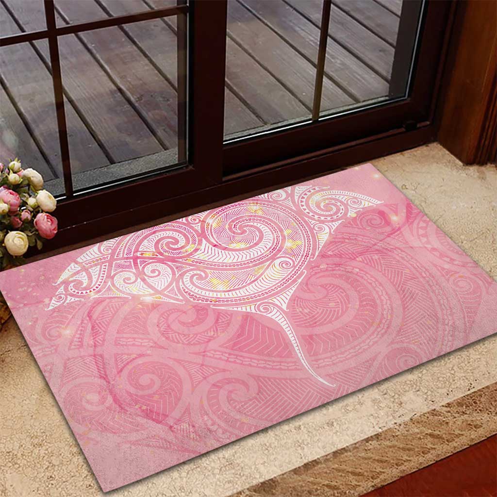 Breast Cancer Awareness Maori Aotearoa Rubber Doormat Manta Ray - Pink Glaze - Aussie Hoodie